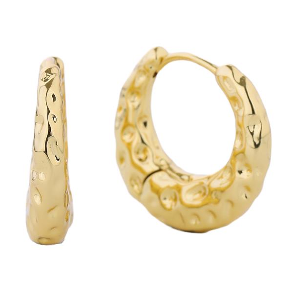14K GOLD/WHITE GOLD DIPPED HUGGIE HOOP 2.11CM EARRING