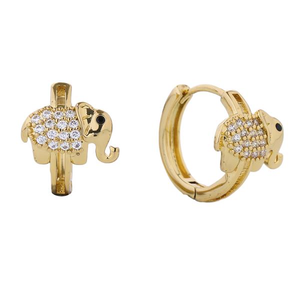 14K GOLD/WHITE GOLD DIPPED HUGGIE HOOP CZ PAVED 2.11CM EARRING