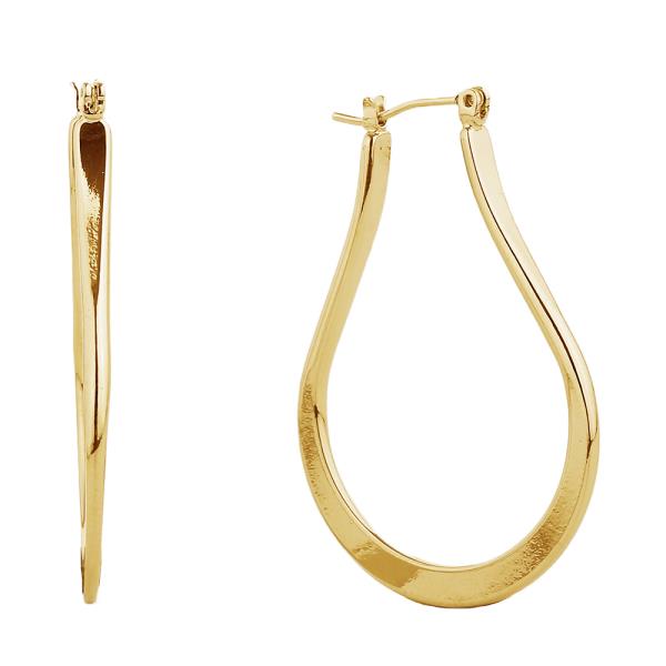 14K GOLD/WHITE GOLD DIPPED PIN CATCH HOOP 4.5CM EARRING