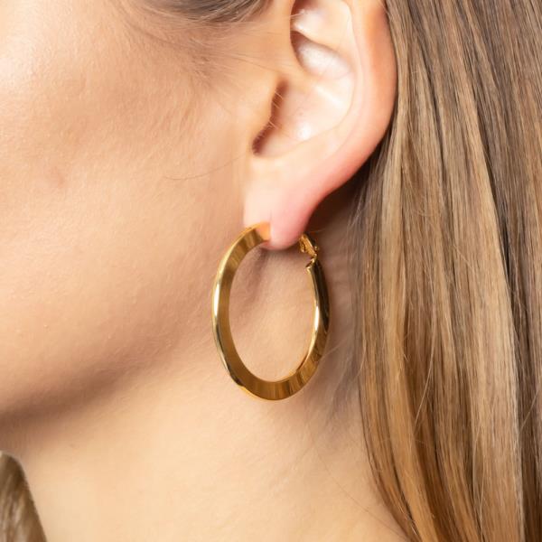 14K GOLD/WHITE GOLD DIPPED OMEGA CLOSURE HOOP 40MM EARRING