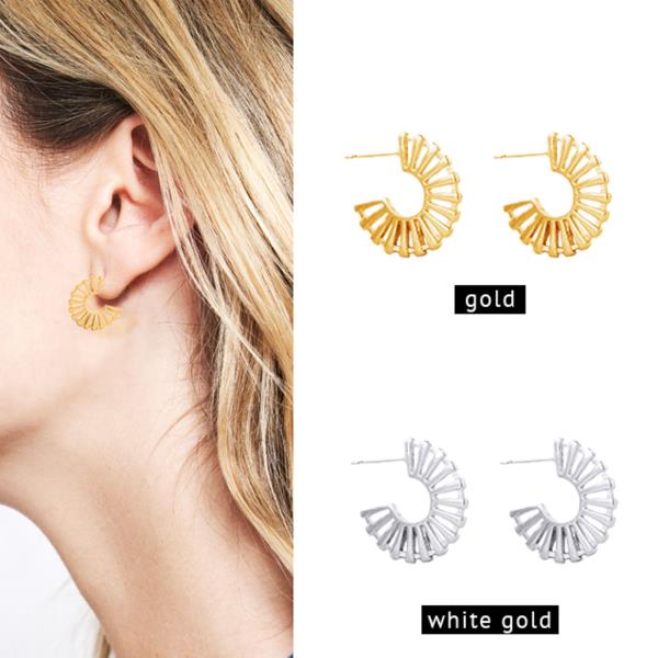 14K GOLD/WHITE GOLD DIPPED POST 17MM EARRING