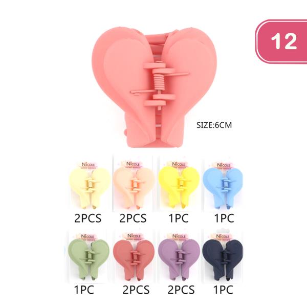 FASHION HEART JAW HAIR CLIP (12 UNITS)