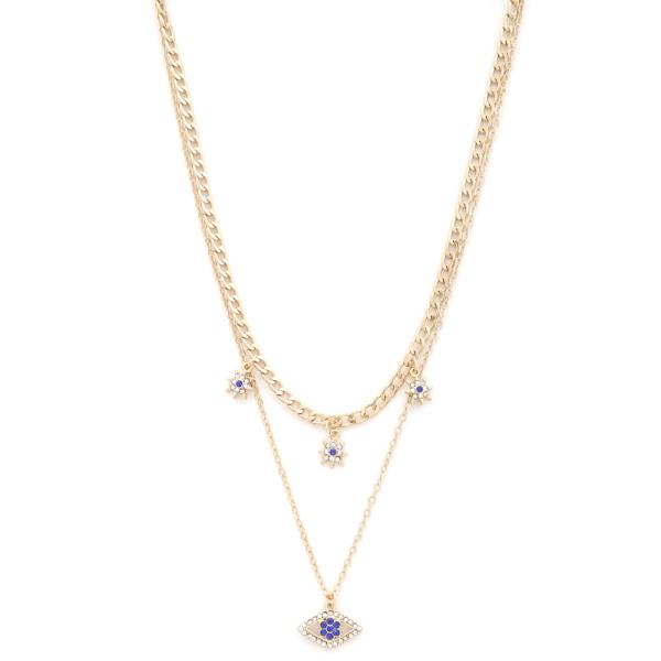 SODAJO EYE STAR CHARM CURB LINK LAYERED NECKLACE