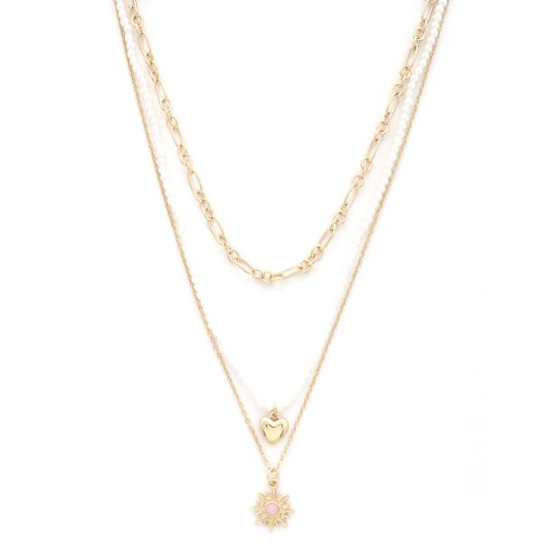 SODAJO STAR HEART PEARL BEAD LAYERED NECKLACE