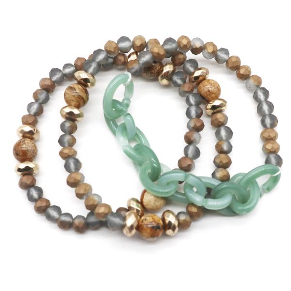 MULTI MIX BEAD STRETCH BRACELET SET