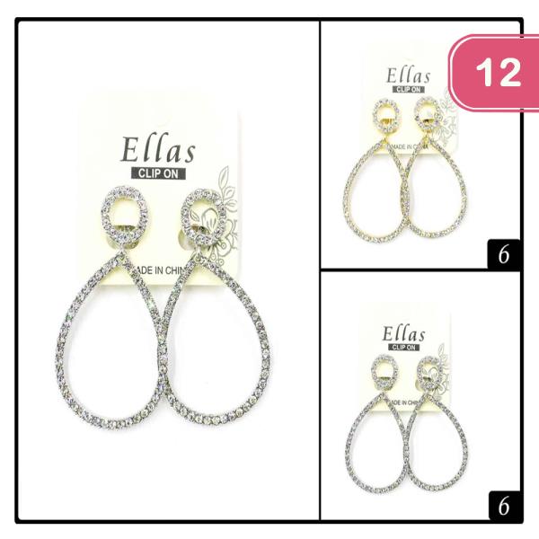 TEARDROP RHINESTONE EARRING (12 UNITS)