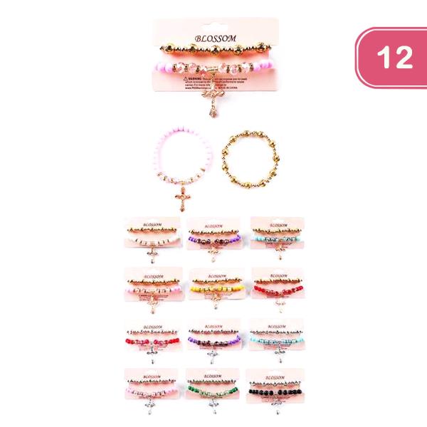 FASHION CROSS BEAD BRACELET (12UNITS)