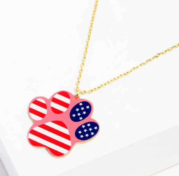 DOG PAW PATRIOTIC NECKLACE