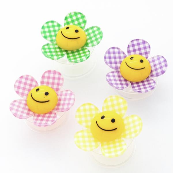 HAPPY FACE FLOWER PHONE POP GRIP HOLDER