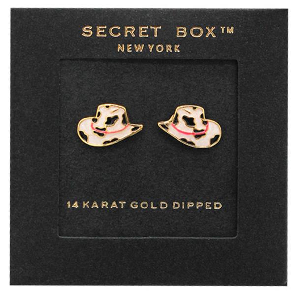 14K GOLD DIPPED ANIMAL PRINT COWBOY  HAT STUD
