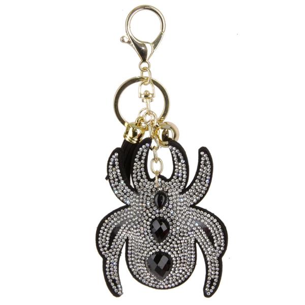 HALLOWEEN SPIDER PUFFY CRYSTAL KEYCHAIN