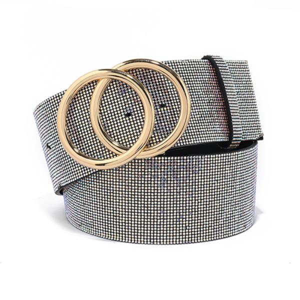 FULL RHINESTONE DOUBLE O BUCKLE BELT