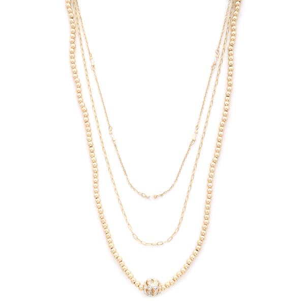 3 LAYERED METAL CHAIN NECKLACE