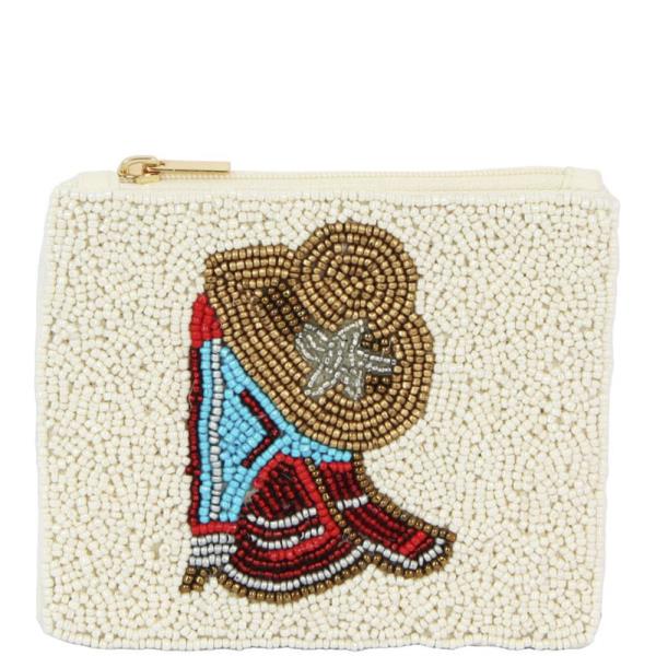 FASHION FULLY SEED BEAD COWBOY WESTERN ZIPPER BAG