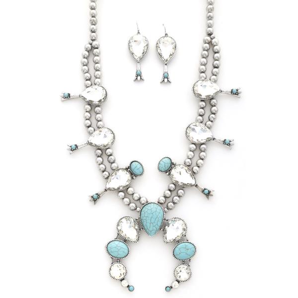 WESTERN STYLE HORSE SHOE CRYSTAL NECKLACE