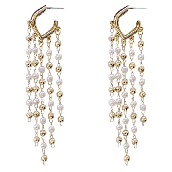 5 LINE PEARL TASSEL EARRING
