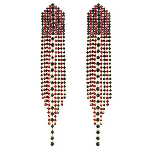 RHINESTONE XMAS FRINGE EARRING