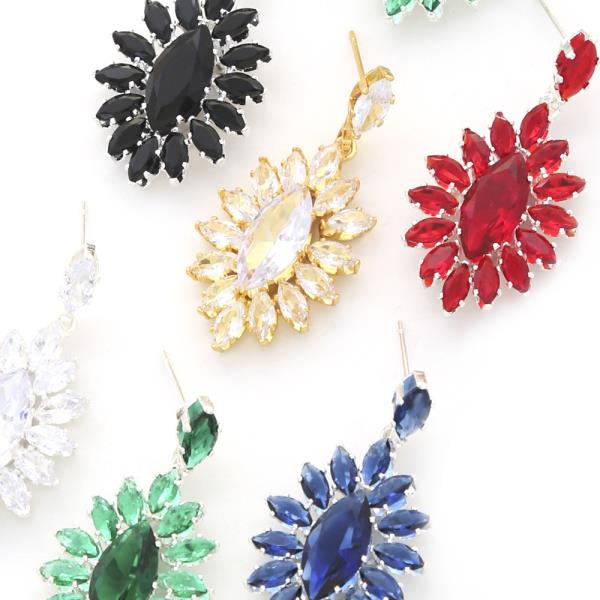 FLOWER RHINESTONE DANGLE EARRING