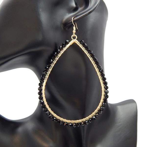 FISHHOOK 80MM TEARDROP 4MM BEAD WIRE EARRING