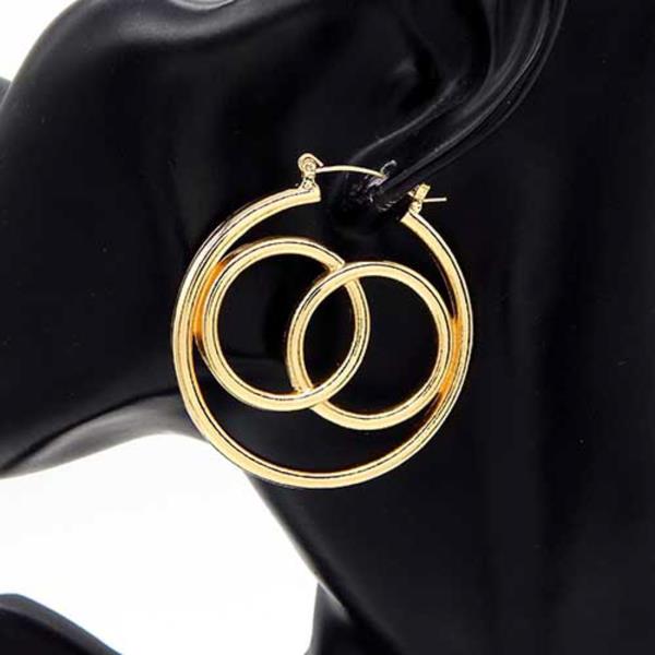 DOUBLE LINK METAL 50MM HOOP EARRING