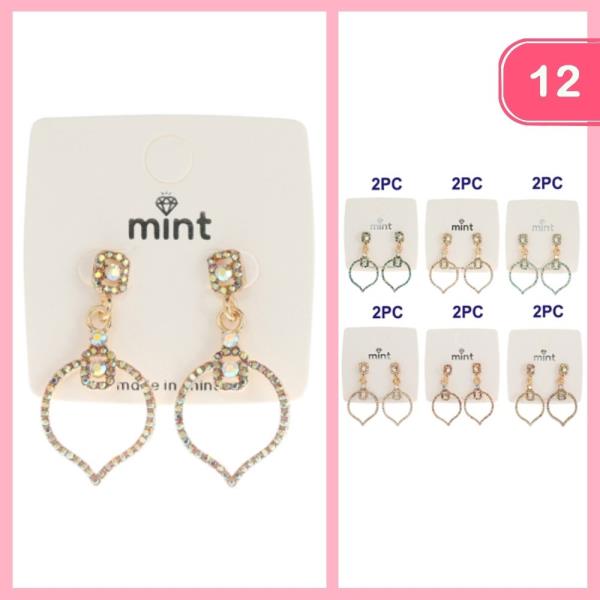 FASHION RHINESTONE DANGLE EARRING (12UNITS)