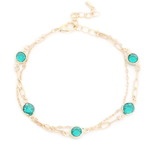 METAL CHAIN STONE BRACELET