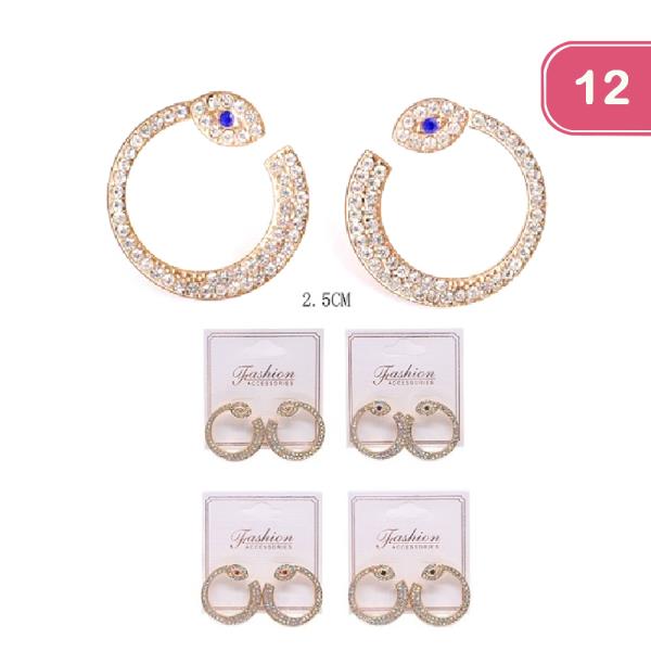 FASHION RHINESTONE EVIL EYE EARRING (12 UNITS)