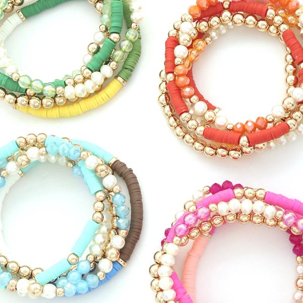 MULTI BEAD STERTCH BRACELET SET