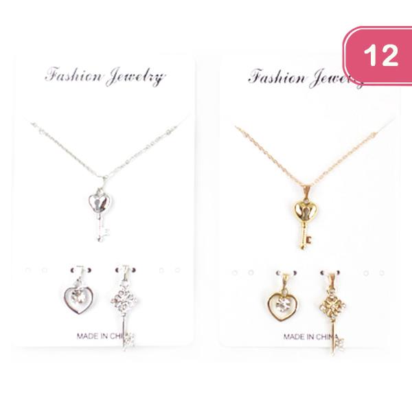 FASHION HEART KEY CHARM NECKLACE (12 UNITS)
