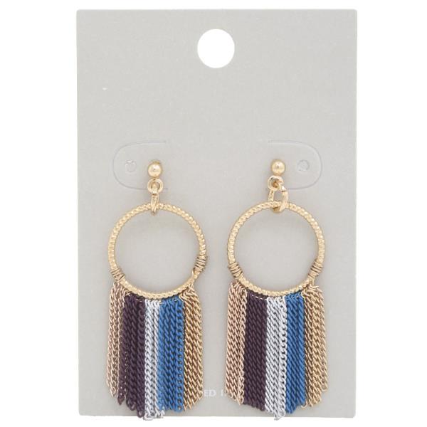 COLOR CHAIN HOOP DANGLE EARRING