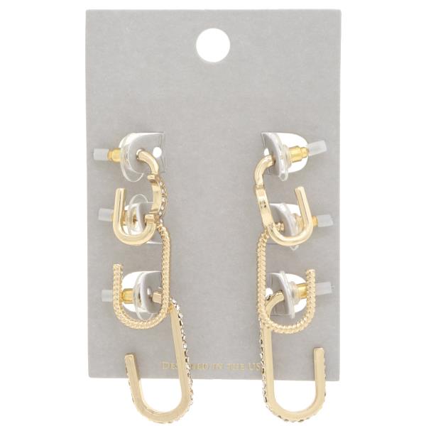 OPEN OVAL METAL EARRING SET