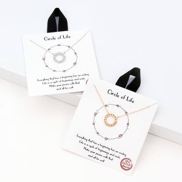 18K GOLD RHODIUM DIPPED CIRCLE OF LIFE NECKLACE
