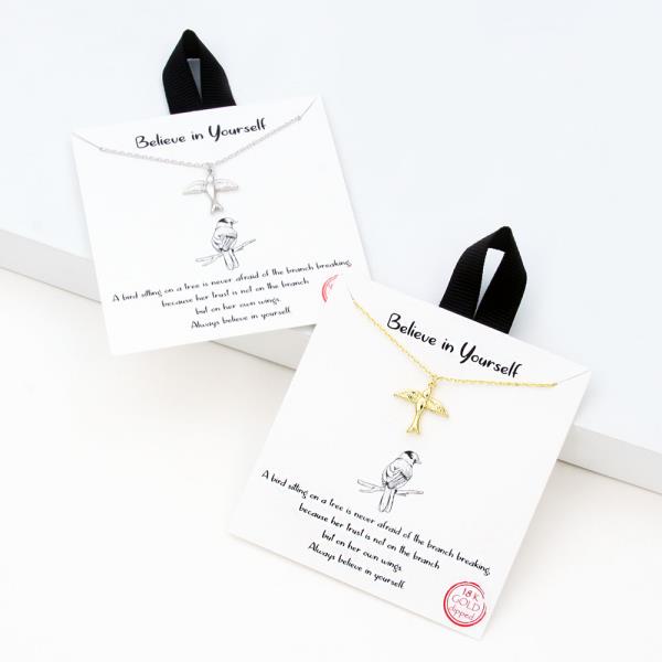 18K GOLD RHODIUM DIPPED BELIEVE IN YOURSELF NECKLACE