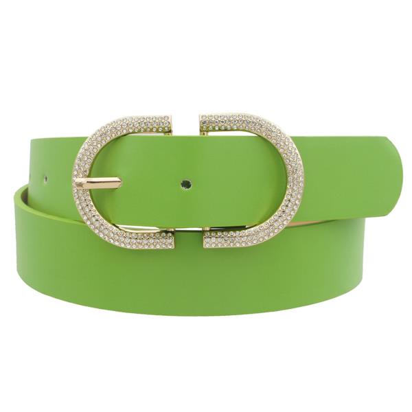 PLUS SIZE RHINESTONE PAVE MIRRORED D BUCKLE BELT