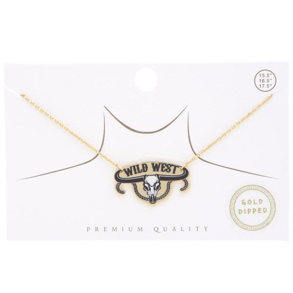 WILD WEST CATTLE SKULL PENDANT NECKLACE