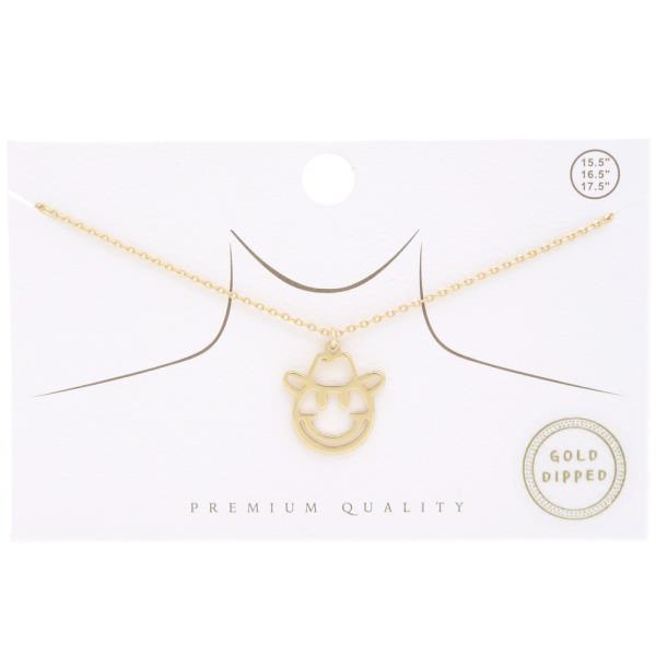 HAPPY FACE COWBOY HAT PENDANT NECKLACE