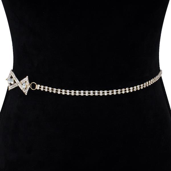 FASHION RHINESTONE CRYSTAL BOW DESIGN HOOK BELT