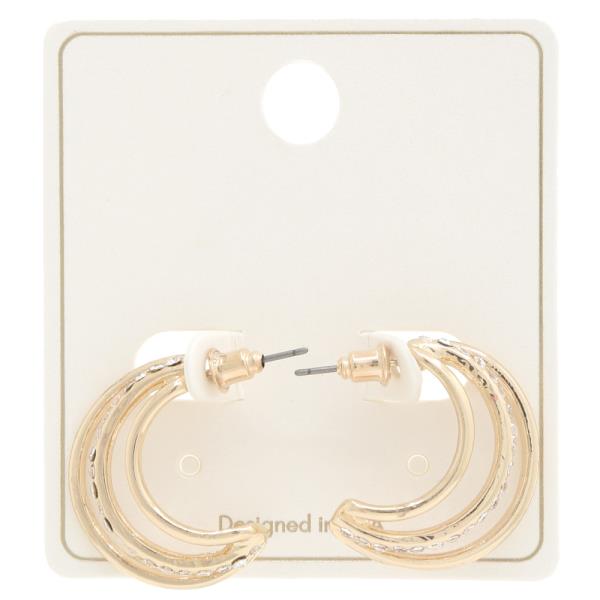 TRIPLE HOOP RHINESTONE METAL EARRING