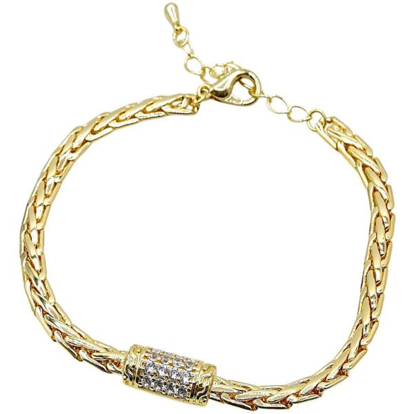 CRYSTAL WHEAT LINK METAL BRACELET