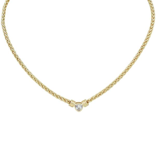 DAINTY CRYSTAL CHARM WHEAR LINK METAL NECKLACE