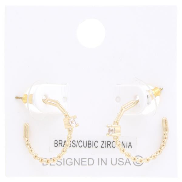 OVAL LINK CRYSTAL OPEN HOOP EARRING