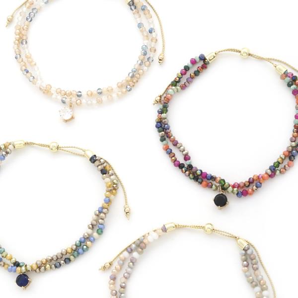 CRYSTA BEADED LAYERED SLIDE BRACELET