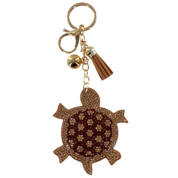 RHINESTONE TURTLE KEYCHAIN WITH TASSEL