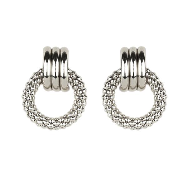 METAL CAVIAR POST ROUND EARRING