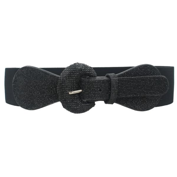HALF RHINESTONE ELASTIC BELT