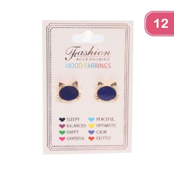 CAT MOOD COLOR CHANGING STUD EARRINGS (12 UNITS)
