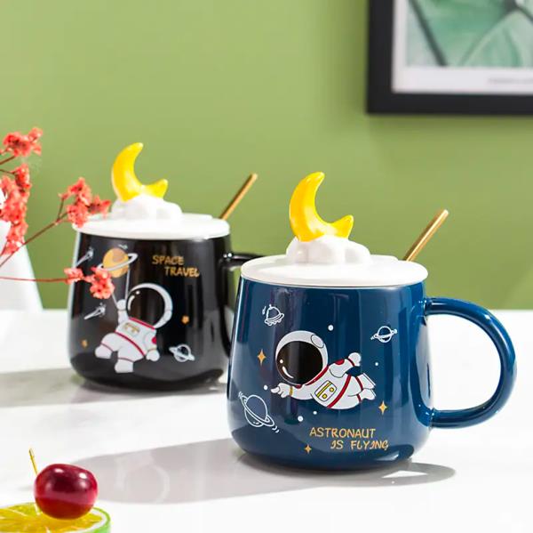 HOT SALE CARTOON PRINTED FOR HOME OFFICE 400ML WITH COVER COLORFUL COFFEE MUGS
