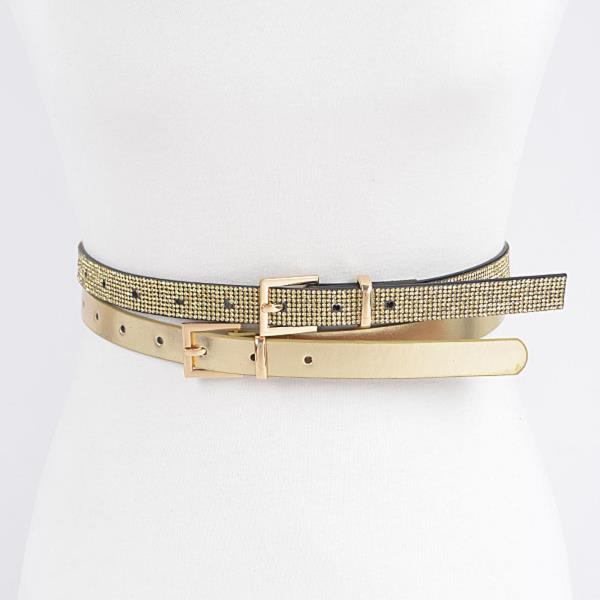 RHINESTONE AND METALLIC 2PCS SET BELT