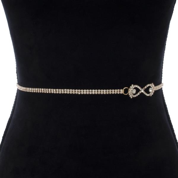 BOW RHINESTONE METAL BELT