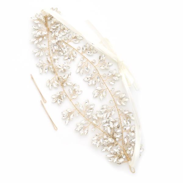 LEAF PATTERN RHINESTONE HAIR VINE